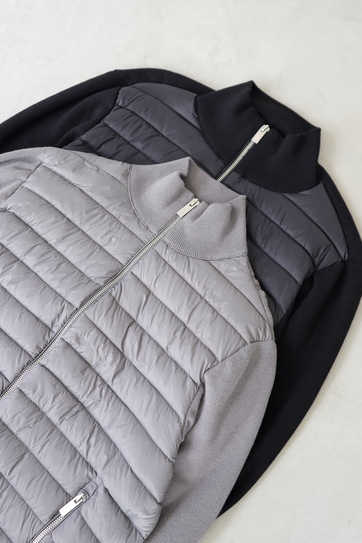 Classic Quilted Front Knit Sleeve Bomber Jacket