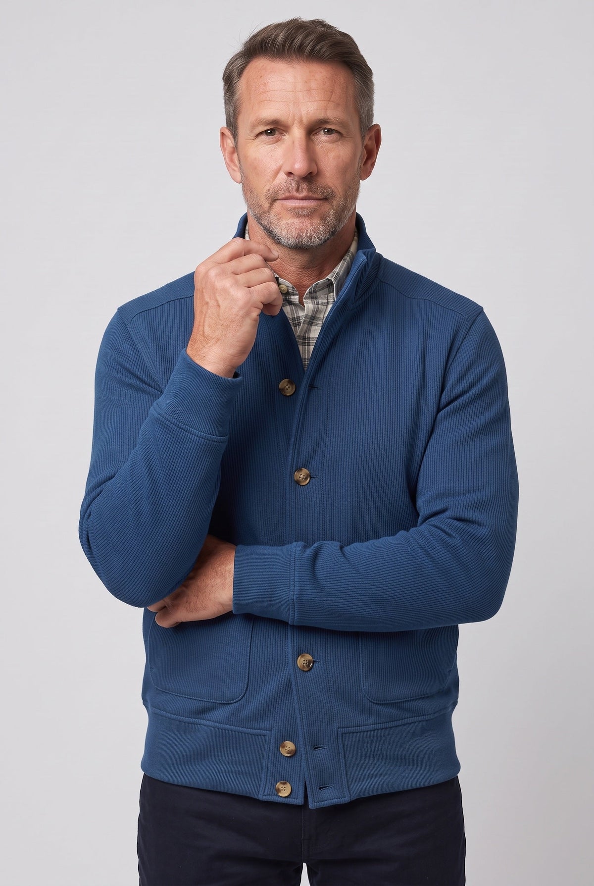 Classic Button Front Stand Collar Jacket