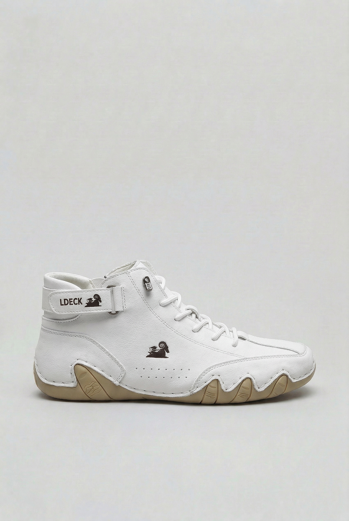 Classic Leather High-Top Lace-Up Shoes with Ankle Strap