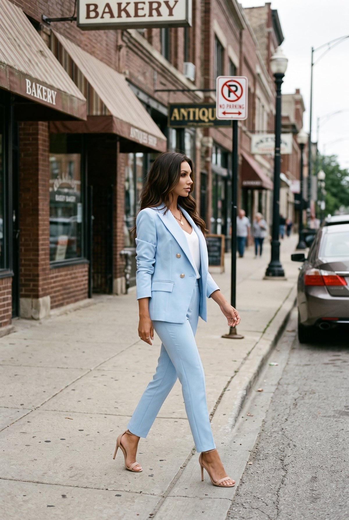 Classic Double Breasted Peak Lapel Suit Jacket