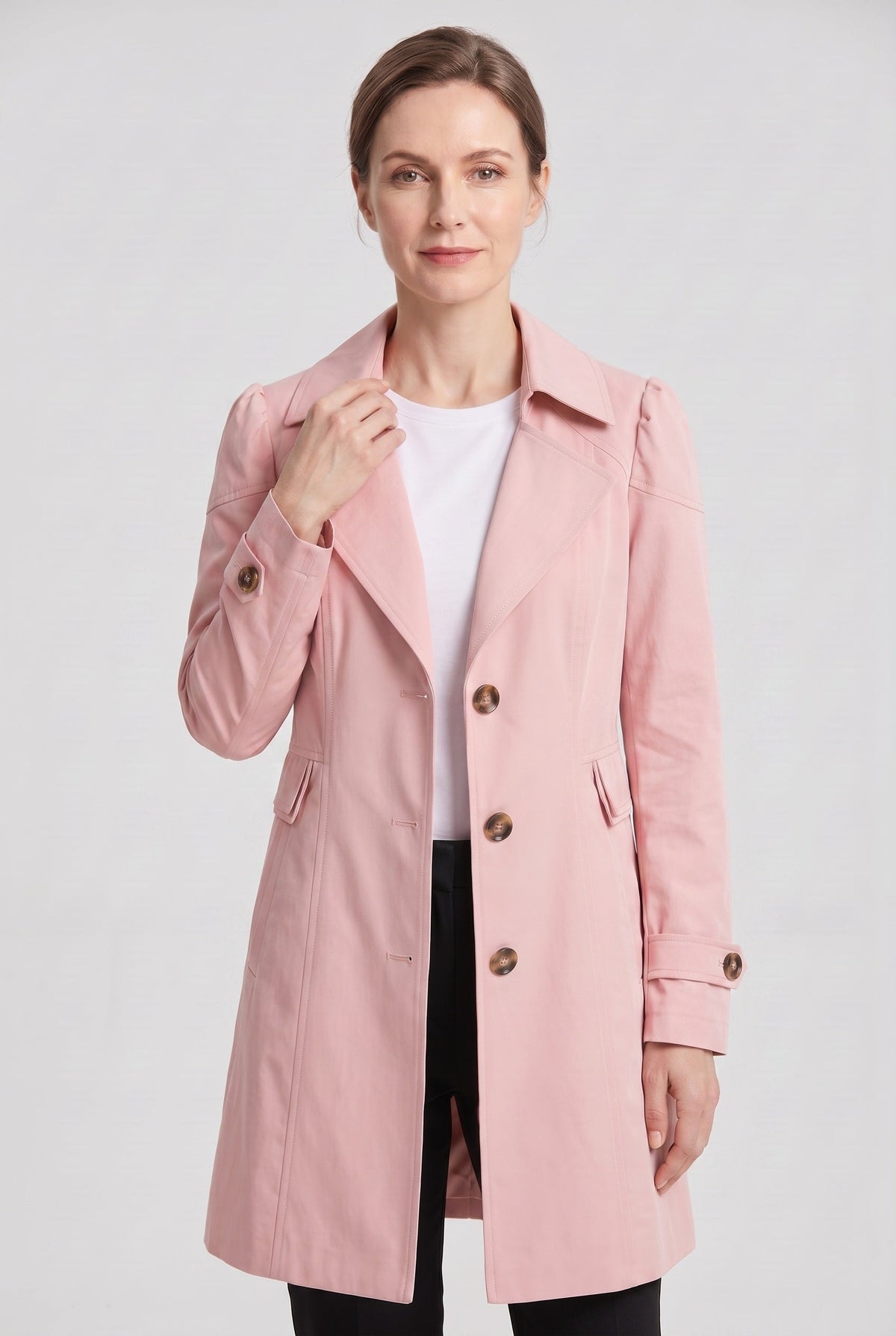 Classic Single Breasted Notch Lapel Trench Coat