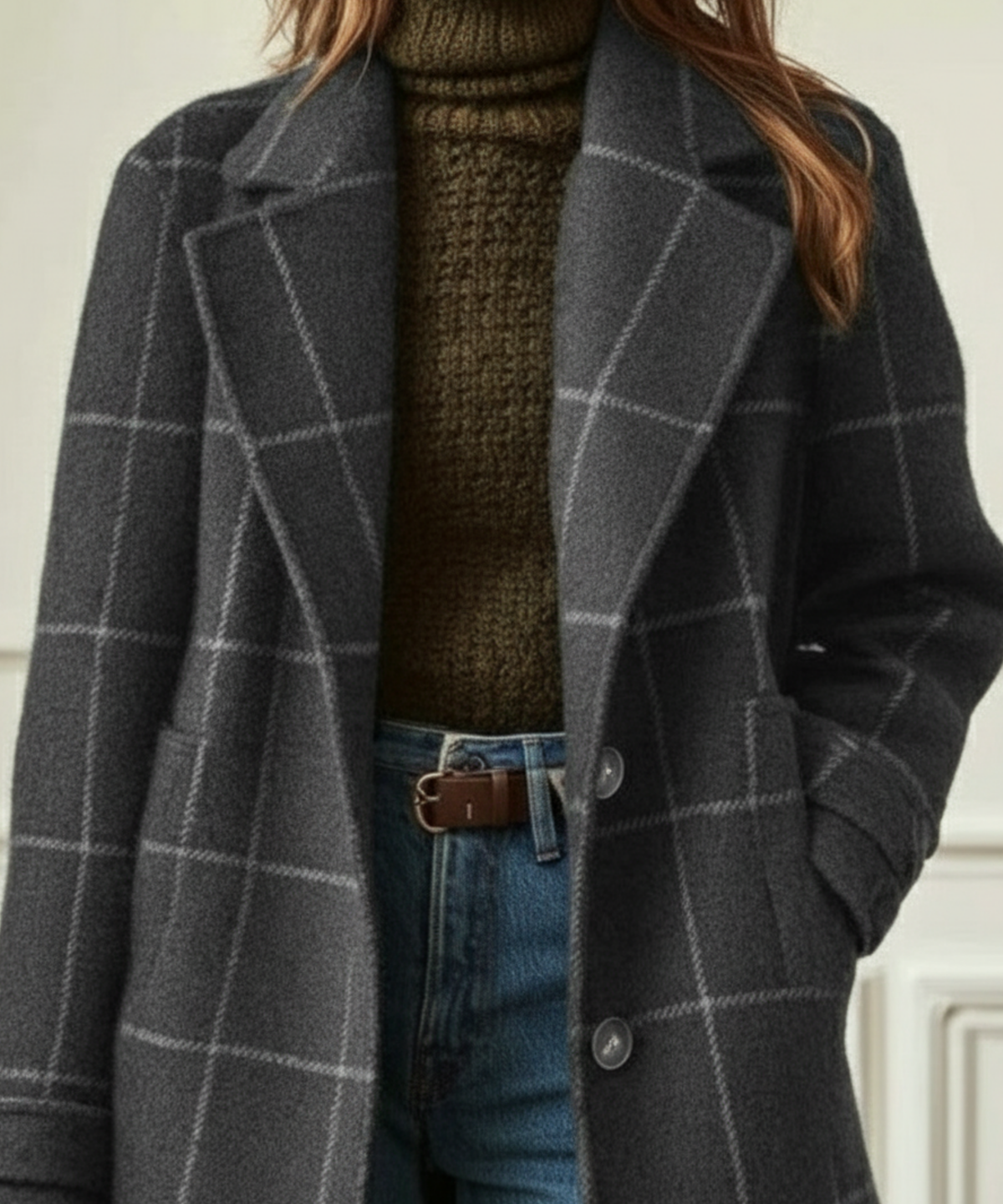 Classic Women's Checked Toggle Coat