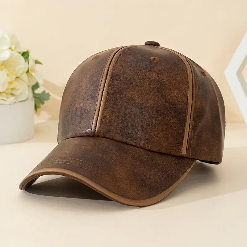 Classic Brown Leather Cap