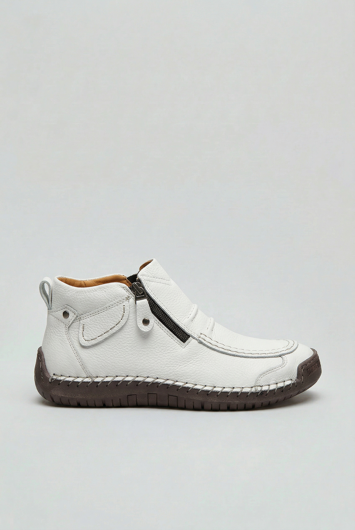 Classic Moc Toe Leather Ankle Boots with Side Zip