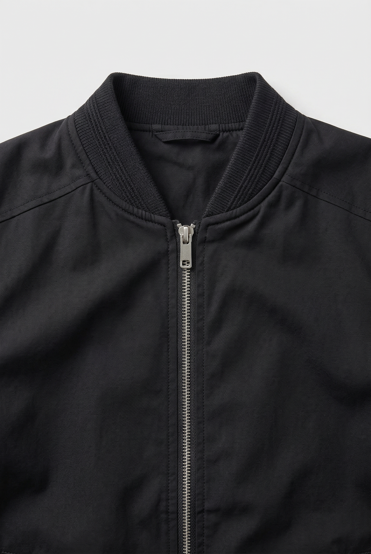 Classic Ribbed Collar Bomber Jacket with Zip Sleeve Pocket