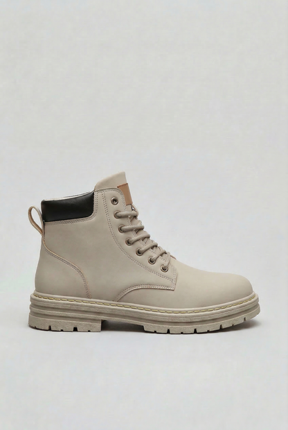 Classic Lace-Up Leather Boots with Chunky Lug Sole