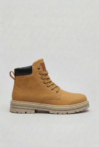 Classic Lace-Up Leather Boots with Chunky Lug Sole