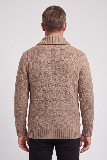 Classic Basket Weave Shawl Collar Cardigan