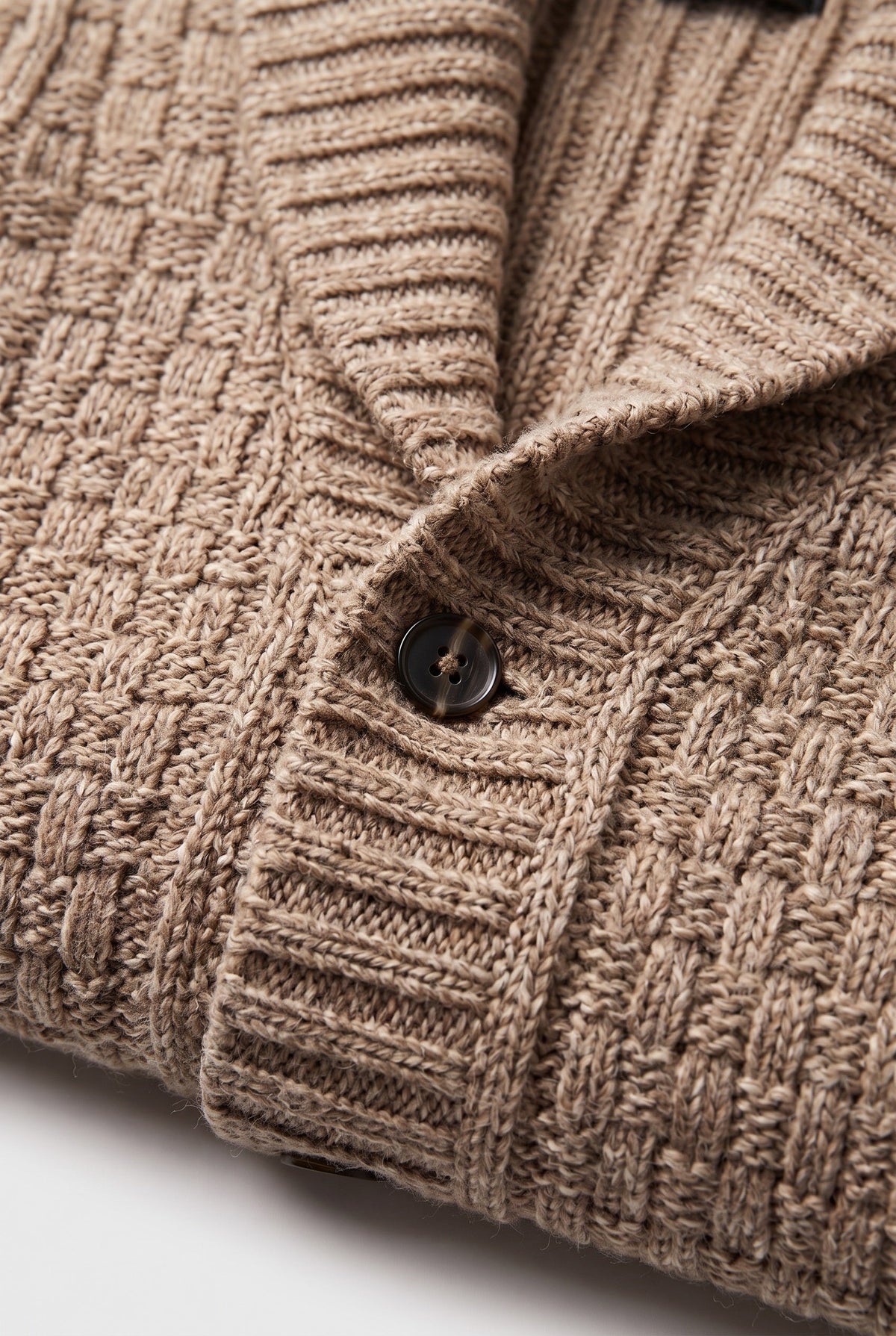 Classic Basket Weave Shawl Collar Cardigan