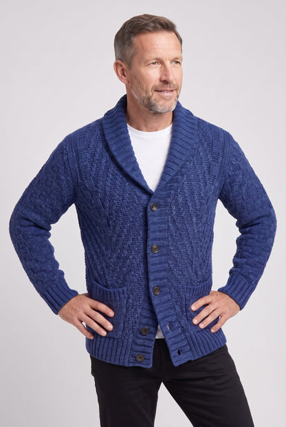 Classic Basket Weave Shawl Collar Cardigan