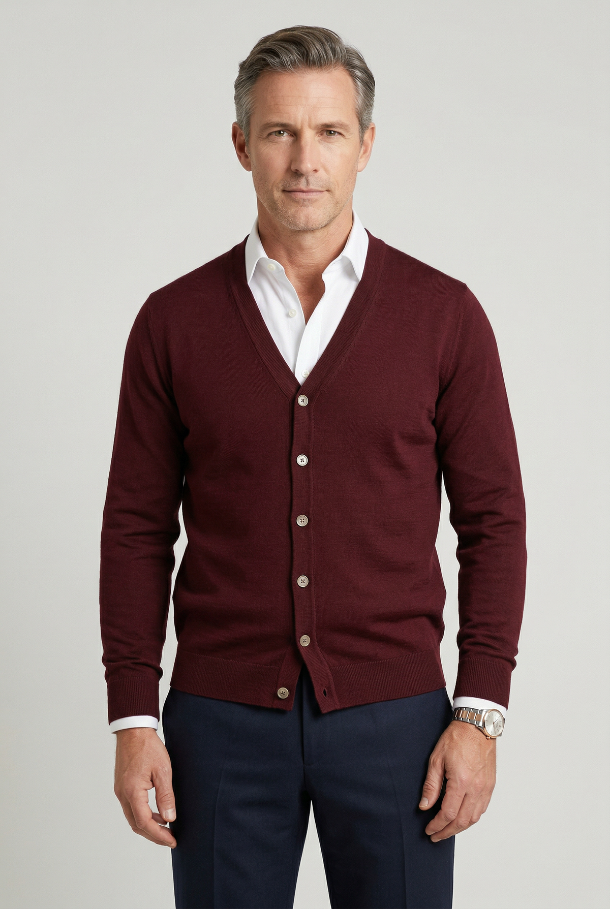 Classic V-Neck Button Front Cardigan