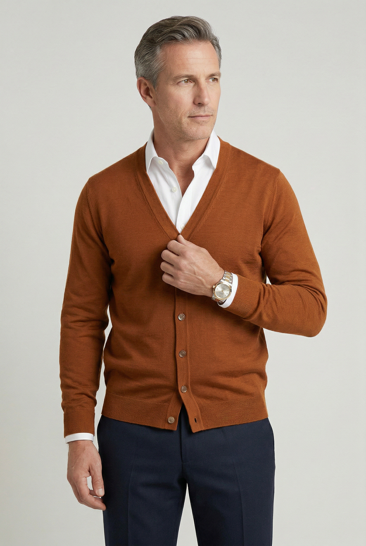 Classic V-Neck Button Front Cardigan