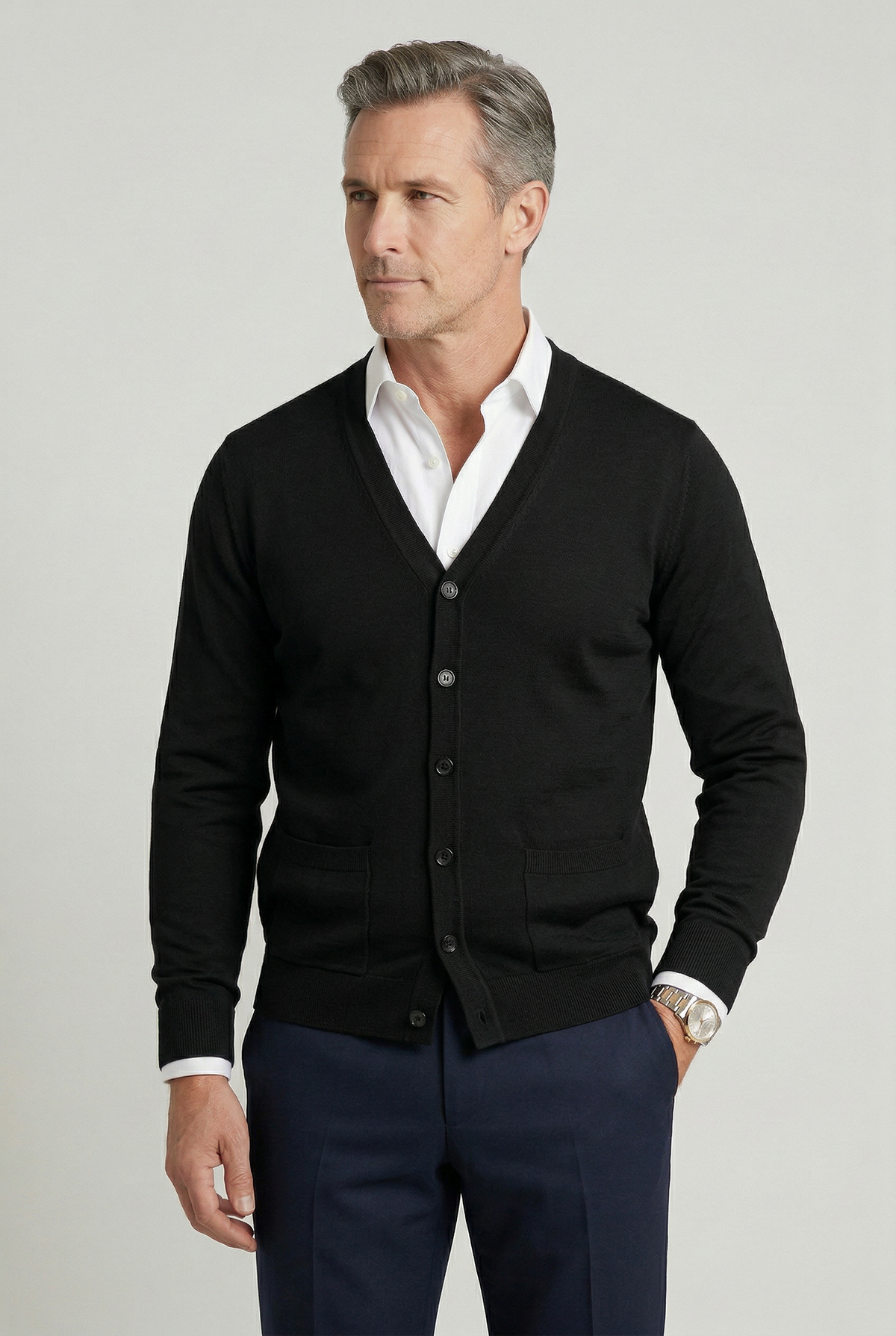 Classic V-Neck Button Front Cardigan