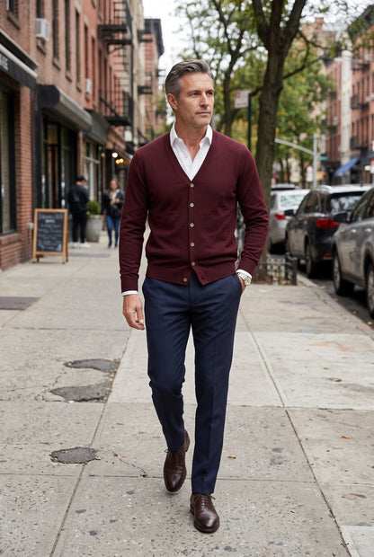 Classic V-Neck Button Front Cardigan