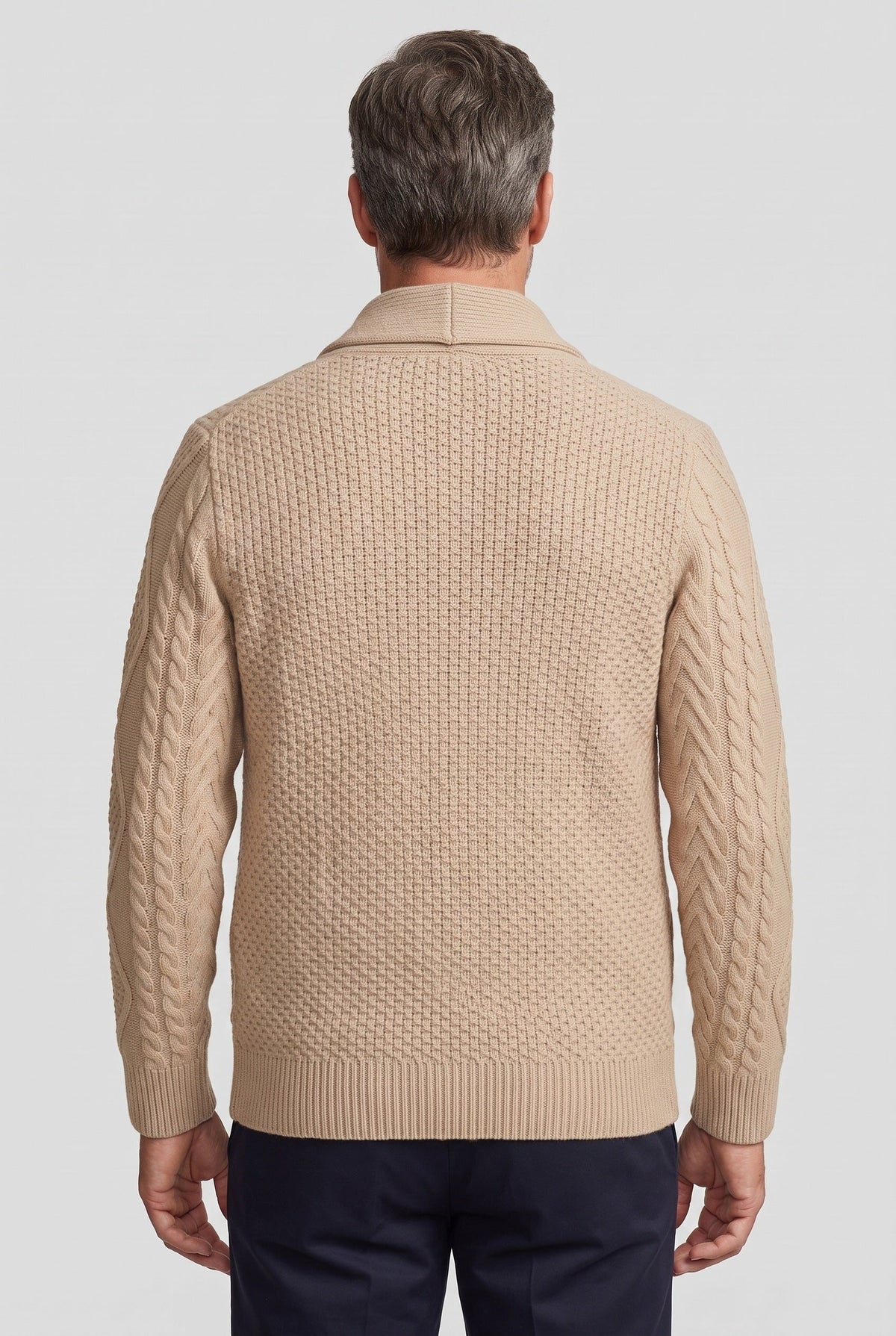 Classic Cable Knit Shawl Collar Cardigan