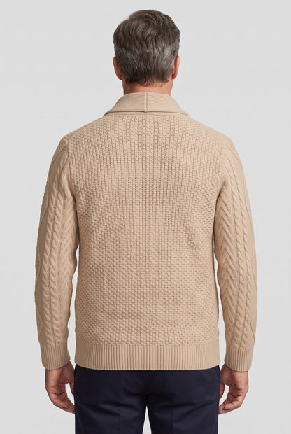 Classic Cable Knit Shawl Collar Cardigan