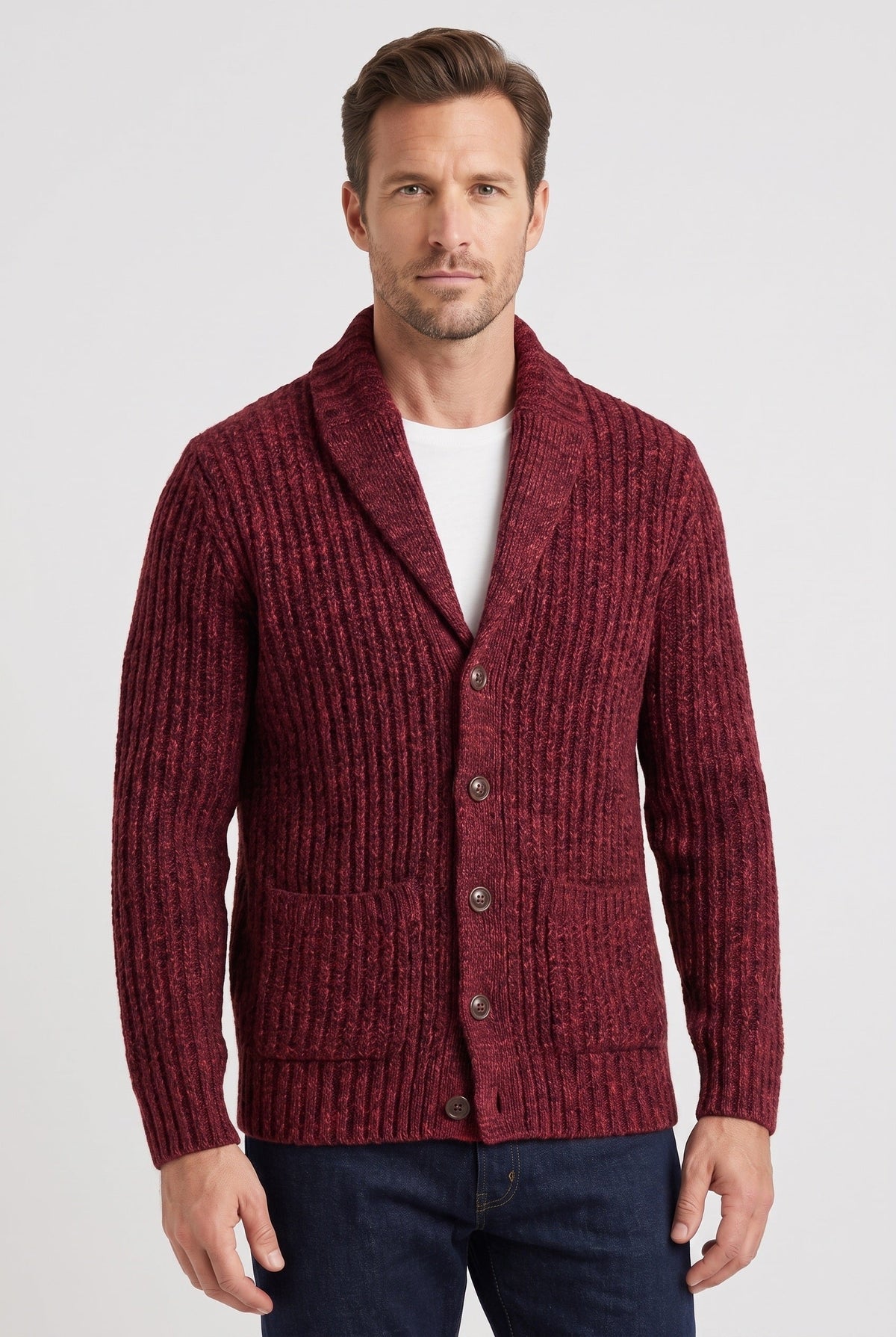 Classic Chunky Rib Knit Cardigan with Button Front