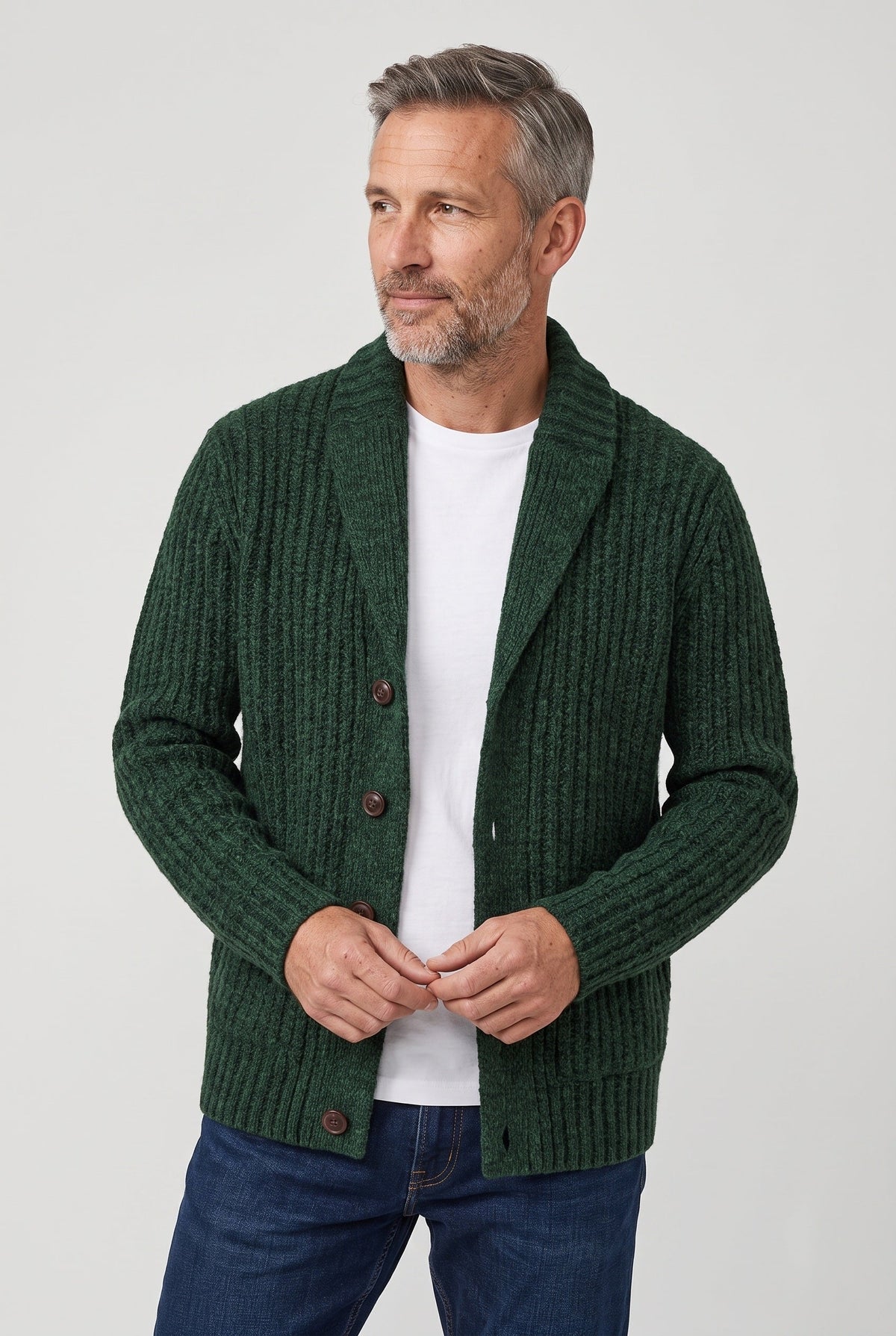 Classic Chunky Rib Knit Cardigan with Button Front