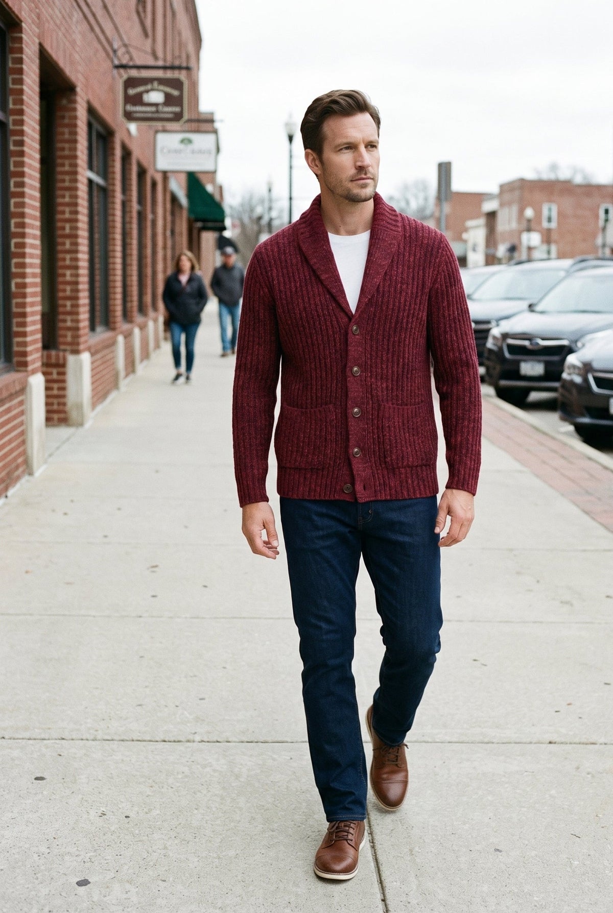 Classic Chunky Rib Knit Cardigan with Button Front