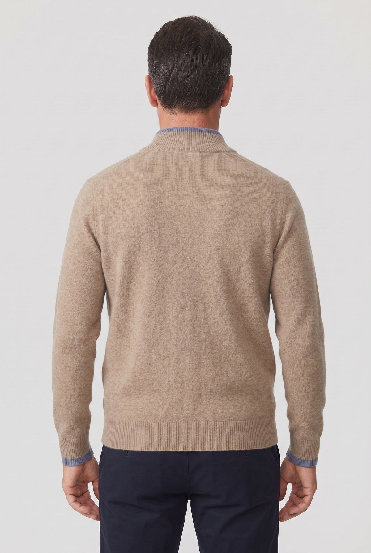Classic Zip Front Contrast Tipped Cardigan
