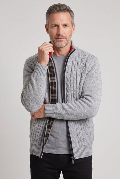 Classic Full Zip Lined Cardigan with Stand Collar