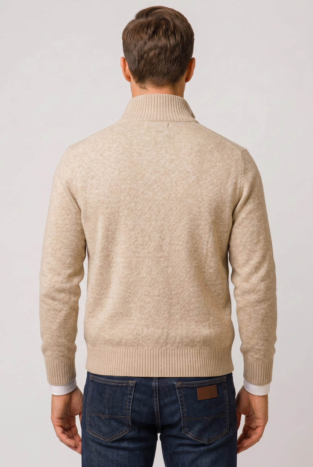 Classic Zip Front Wool Cardigan with Welt Pockets