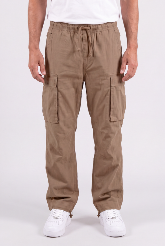 Relaxed Fit Drawstring Waist Cargo Pants