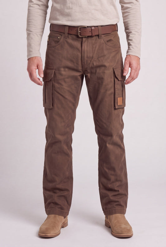 Casual Cotton Cargo Pants Straight Leg with Button Flap Pockets