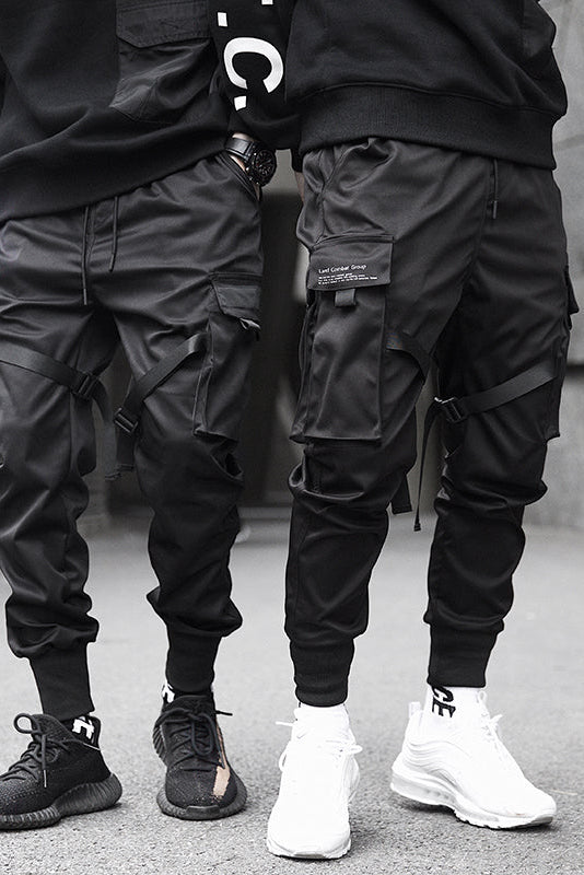 Casual Cotton Cargo Pants with Strap Buckle and Elastic Cuffs