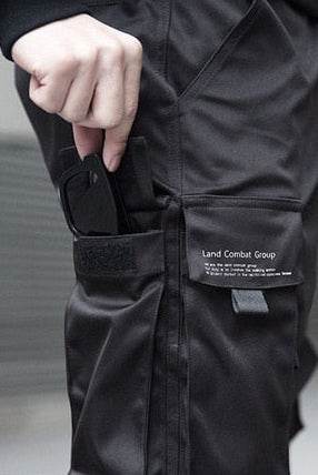 Casual Cotton Cargo Pants with Strap Buckle and Elastic Cuffs