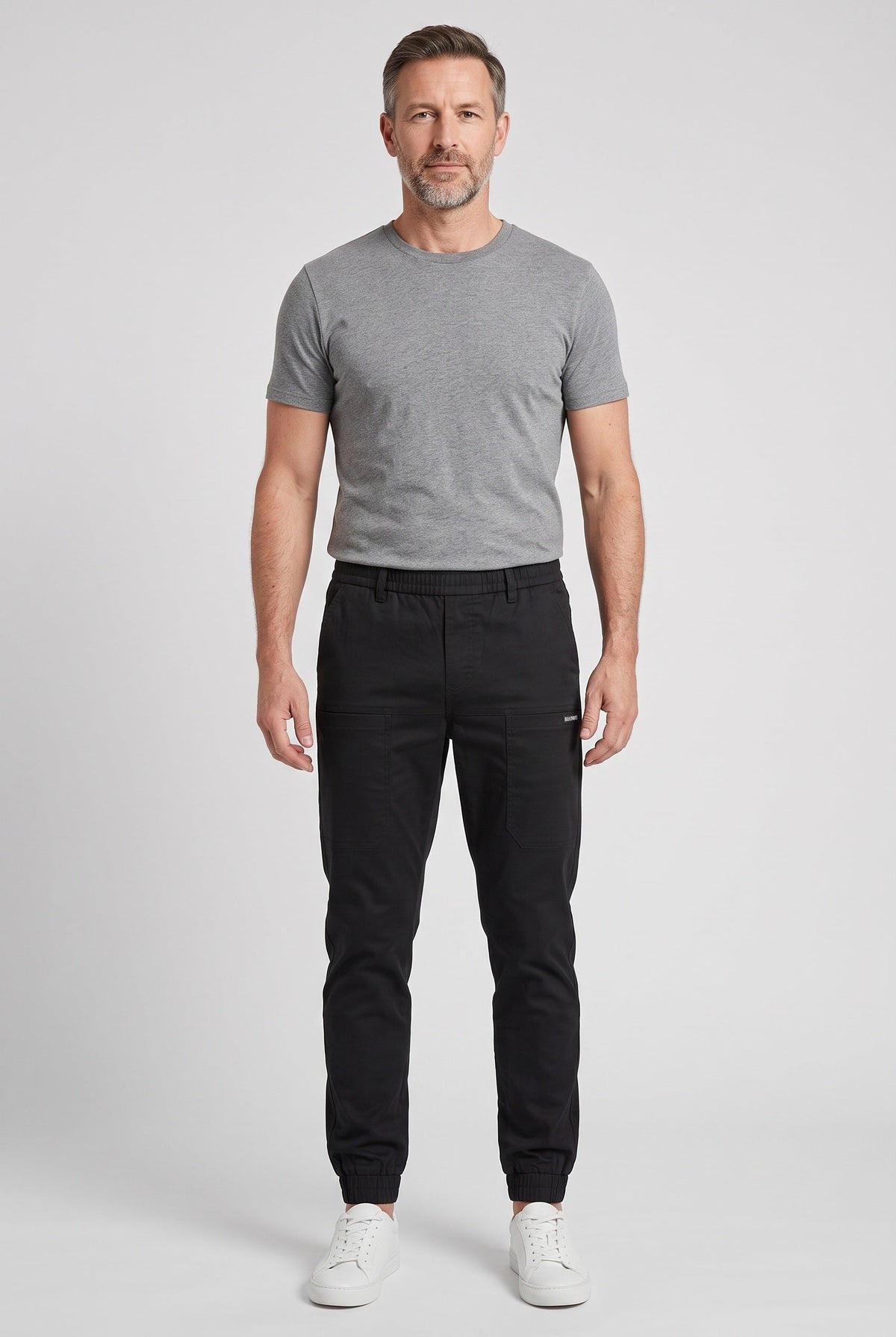 Casual Cotton Cargo Pants with Tapered Leg and Elastic Waistband