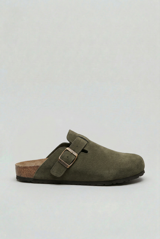 Casual Buckle Strap Clogs with Molded Footbed