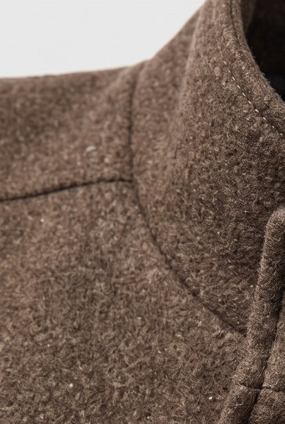 Classic Button Front Stand Collar Coat