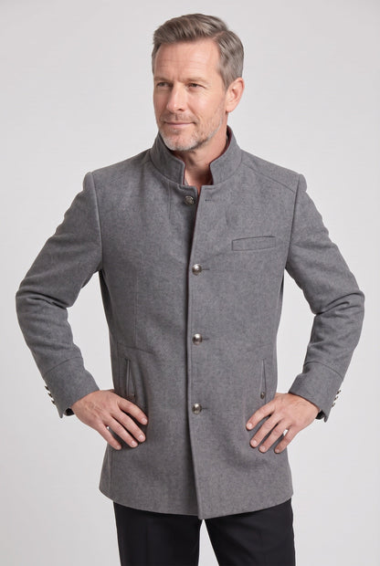 Classic Mandarin Collar Button Front Coat