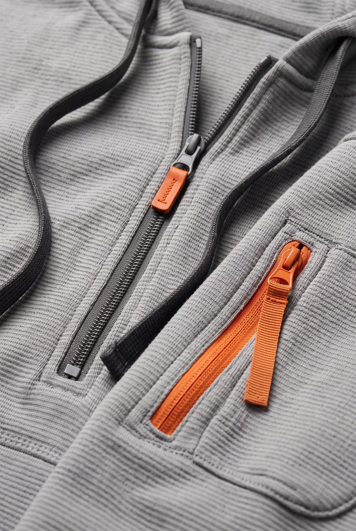 Casual Cotton Quarter Zip Hoodie with Zipped Pockets