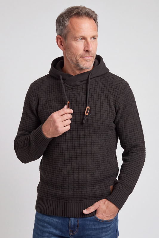 Casual Waffle Knit Crossover Hooded Hoodie