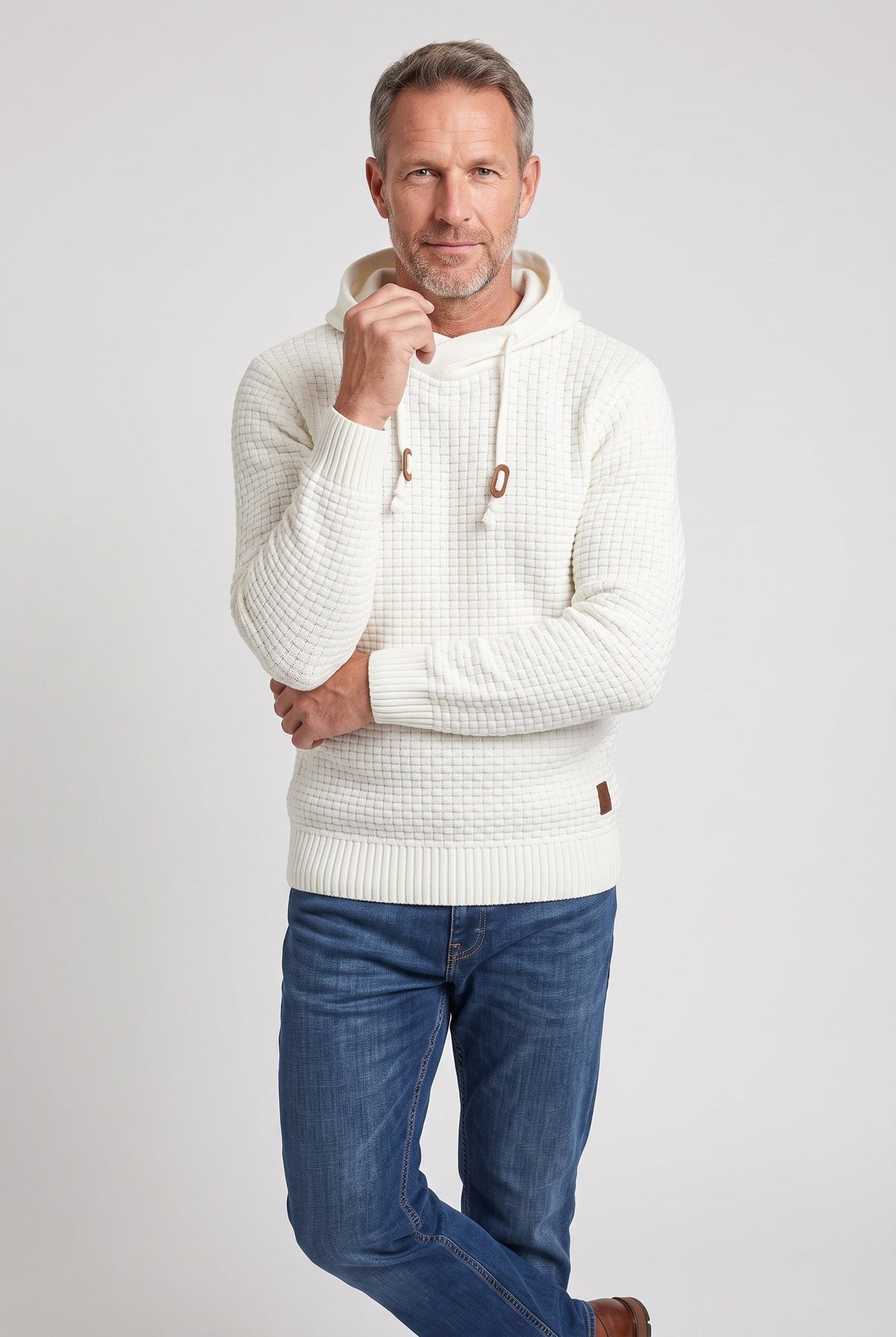 Casual Waffle Knit Crossover Hooded Hoodie