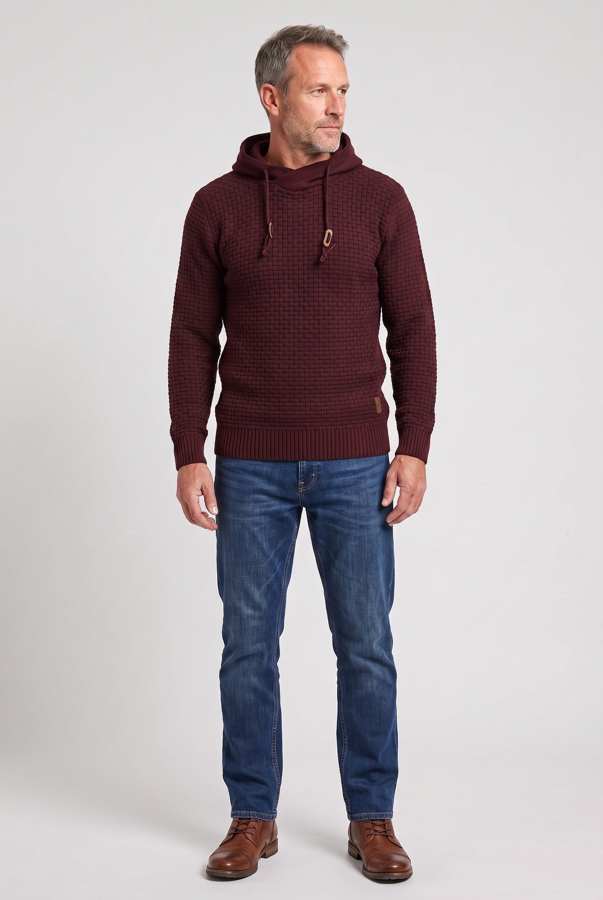 Casual Waffle Knit Crossover Hooded Hoodie