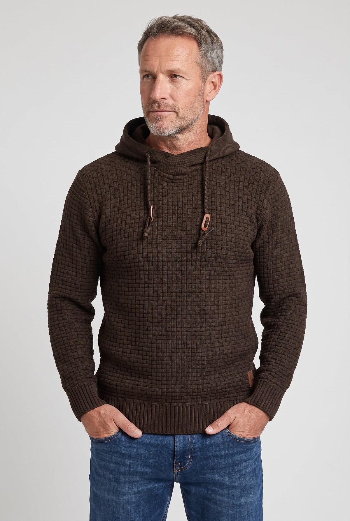 Casual Waffle Knit Crossover Hooded Hoodie
