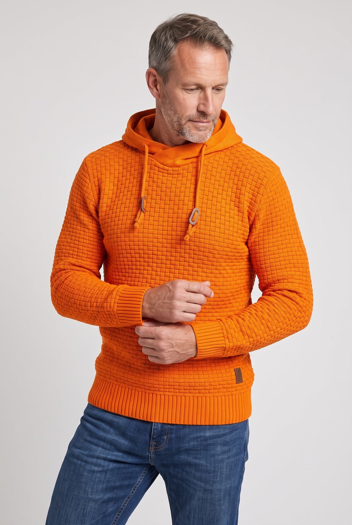 Casual Waffle Knit Crossover Hooded Hoodie