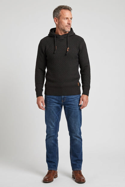 Casual Waffle Knit Crossover Hooded Hoodie
