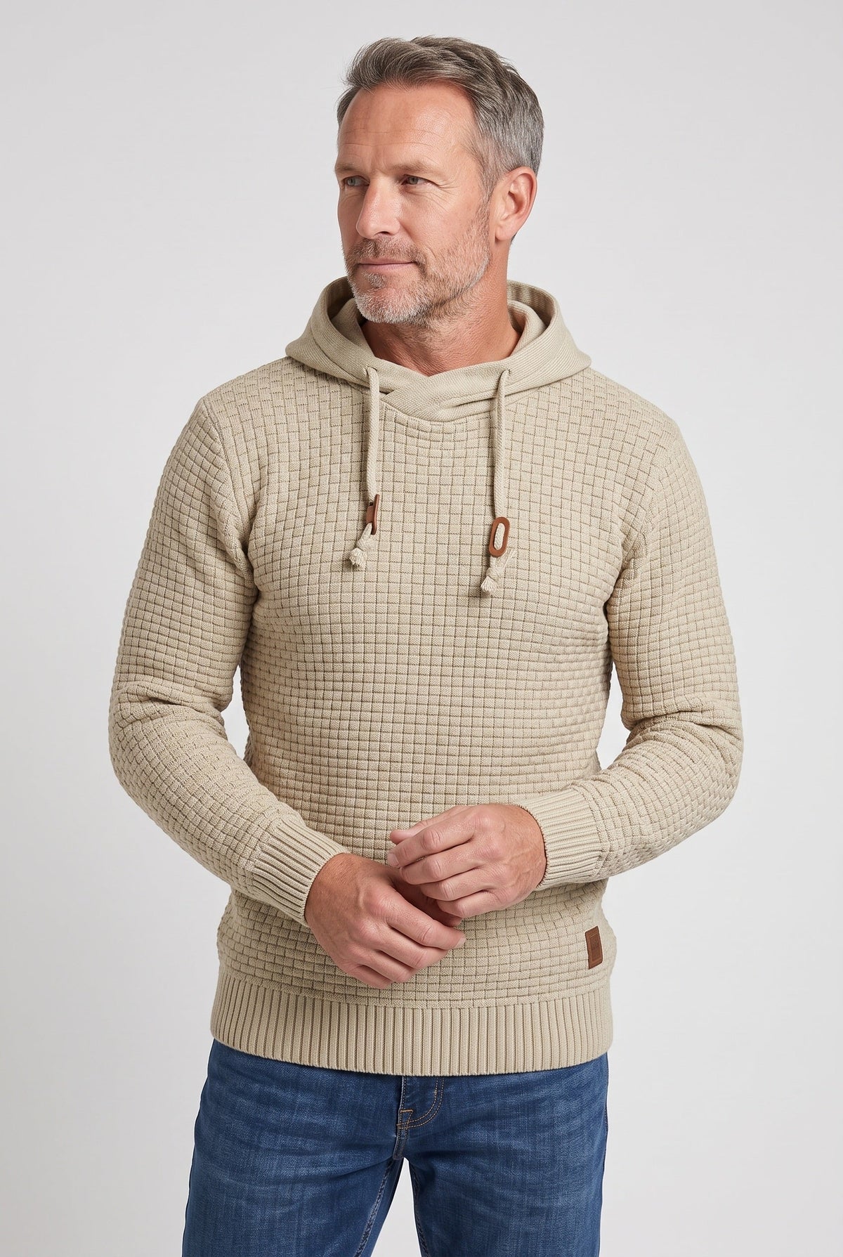 Casual Waffle Knit Crossover Hooded Hoodie