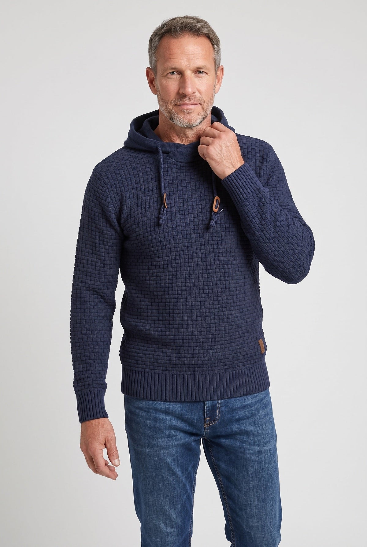 Casual Waffle Knit Crossover Hooded Hoodie