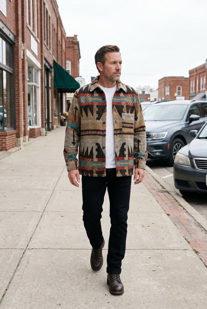 Casual Printed Button Front Jacket