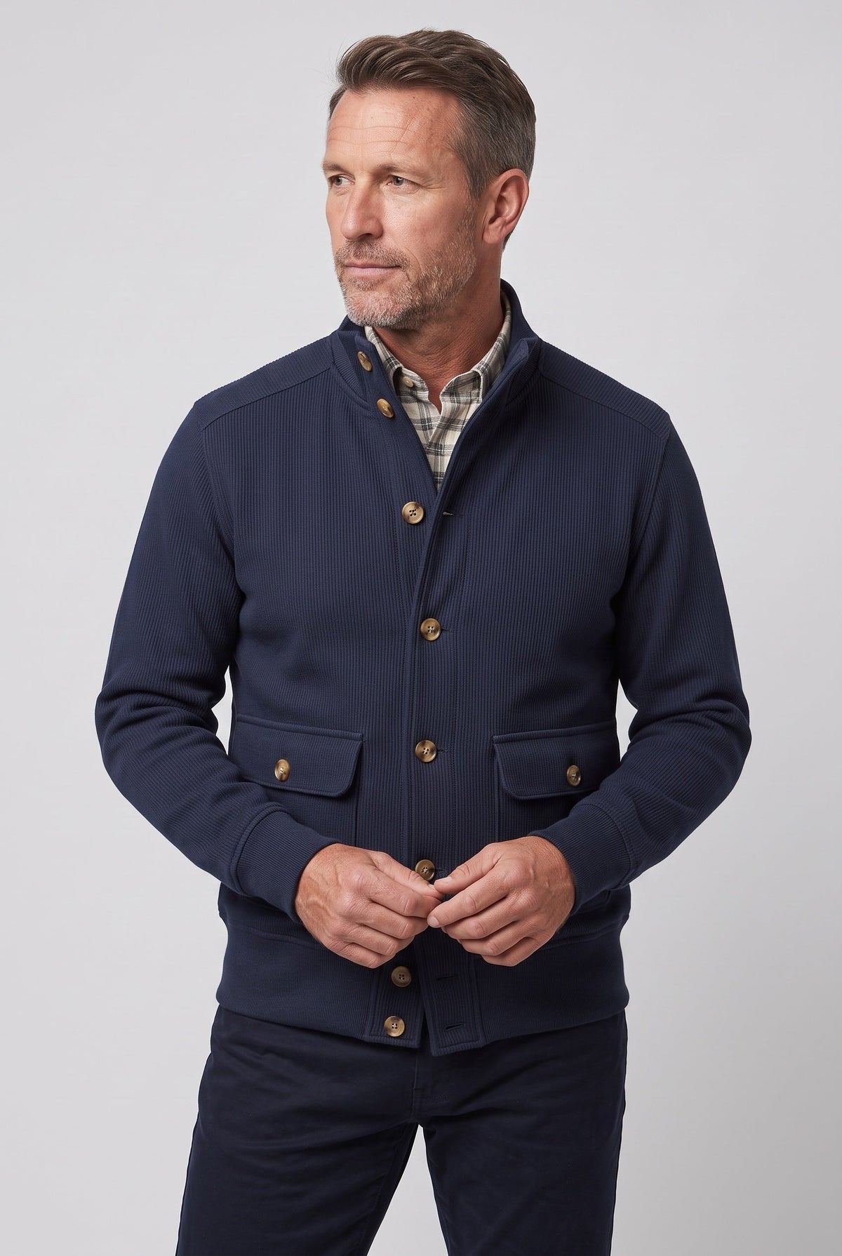 Classic Button Front Stand Collar Jacket