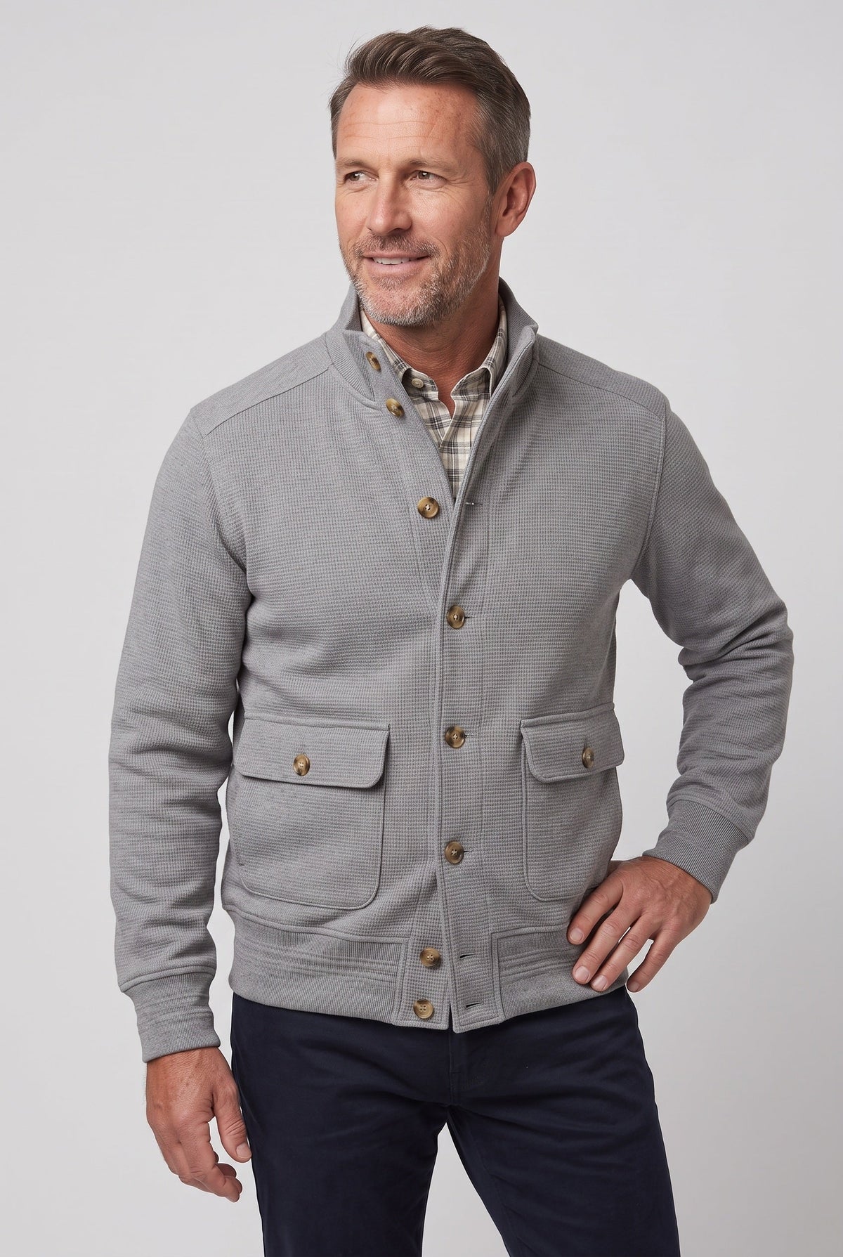 Classic Button Front Stand Collar Jacket