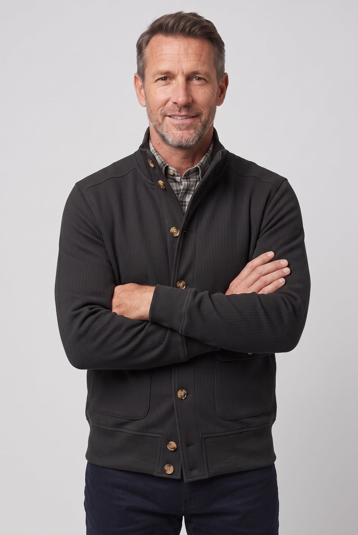 Classic Button Front Stand Collar Jacket