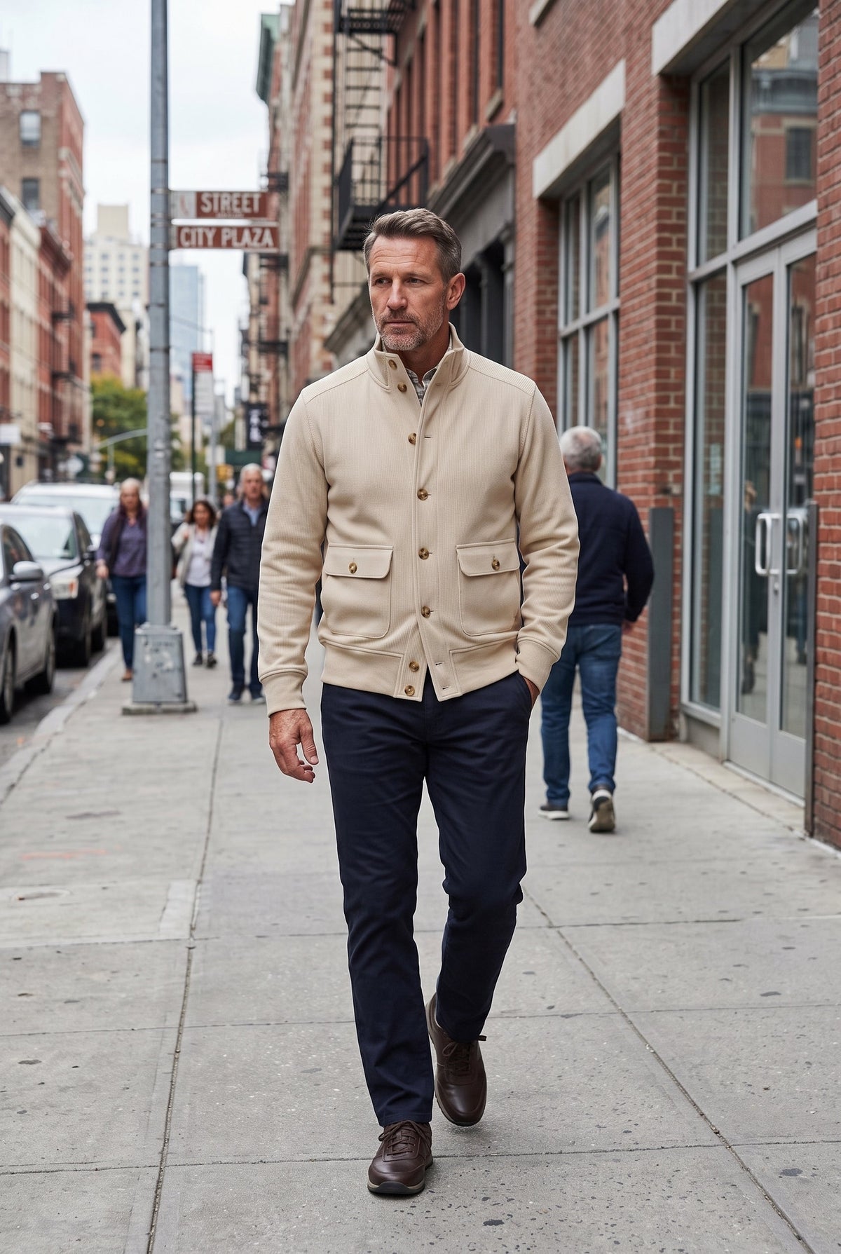 Classic Button Front Stand Collar Jacket