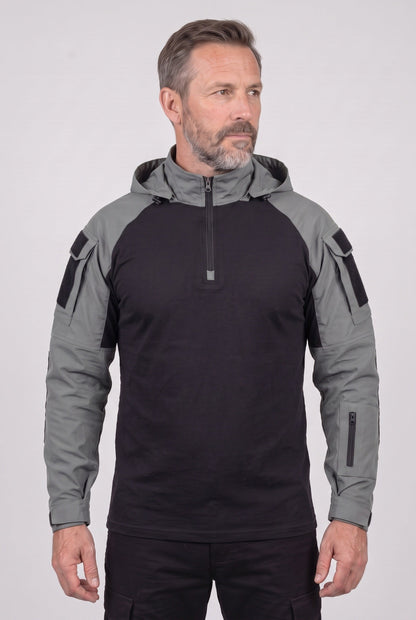Sporty Hooded Tactical Quarter Zip Jacket