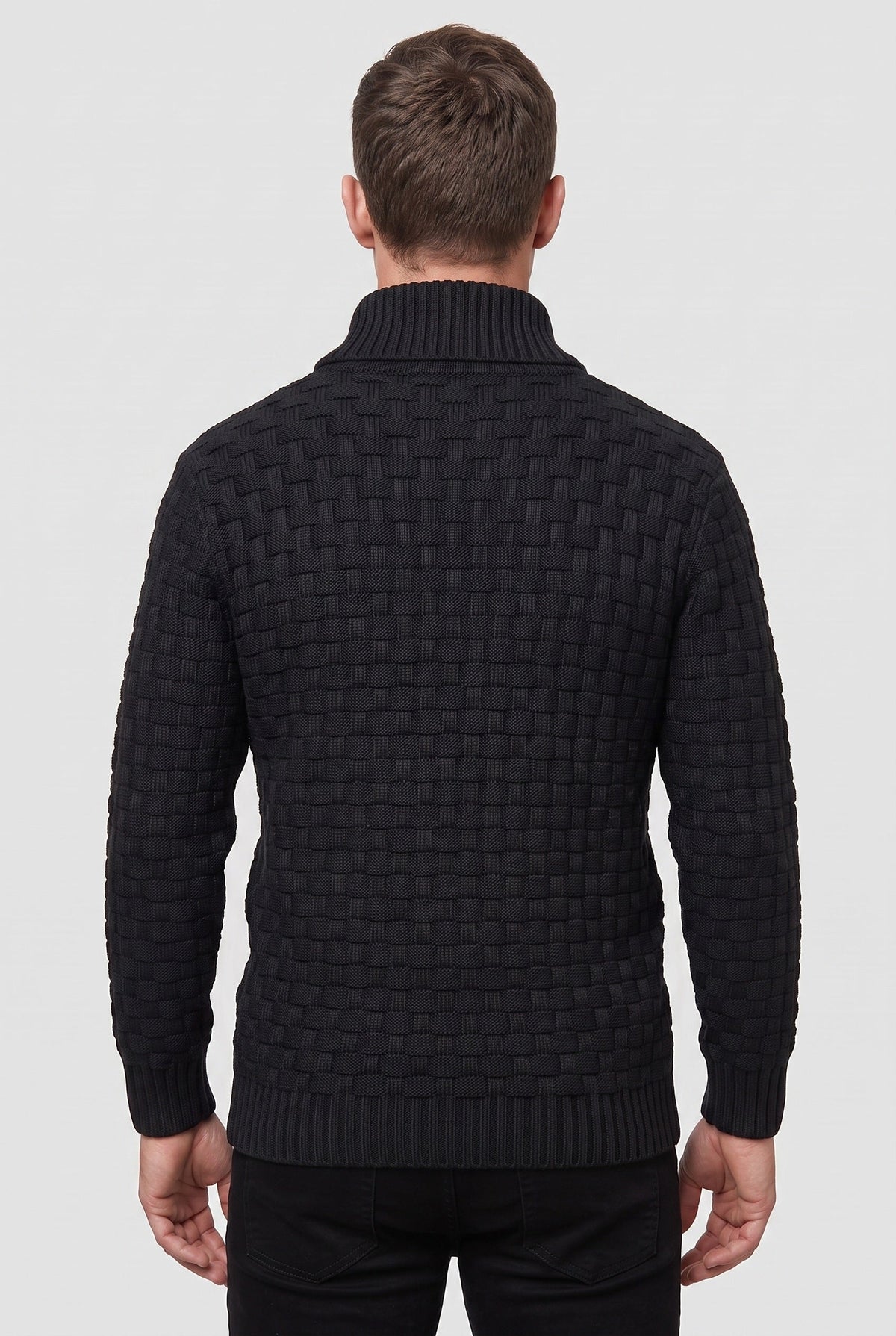 Classic Knit Shawl Collar Button Placket Sweater